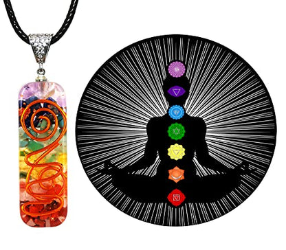 7 Chakra Necklace Bracelet Orgone Energy Protection and Spiritual Healing Pendant Necklaces Bracelets Set for Women Men