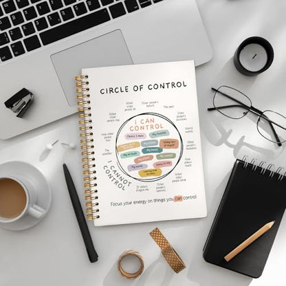 Circle of Control Mental Health Journal, Therapy Journal for Mental Health, Mental Health Counselor Gifts, Mental Health Journal for Women, Hardcover Spiral Notebook 5.5x8.3 Inch - color: Circle Of Control