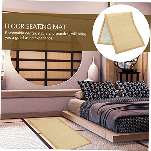 Healifty Bamboo Woven Tatami Mat 50x150CM Portable Meditation Cushion Breathable Floor Pad for Yoga Home Use and Sleeping