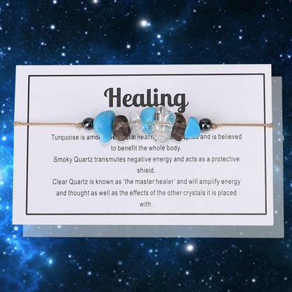 tenghong2021 Chakra Crystal Beaded Bracelet with Wish Card Adjustable Spiritual Anxiety Stone Beads Braide String Bracelet Yoga Meditation for Women Men Jewelry Birthday Gifts - style: Healing