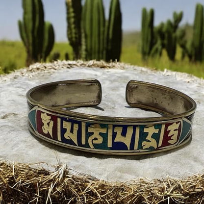 Om Mane Pame Mantra Bracelet | Cuff Bracelet Bangle | Spiritual Jewellery Mantra | Handmade in Nepal - Ideal for Gift