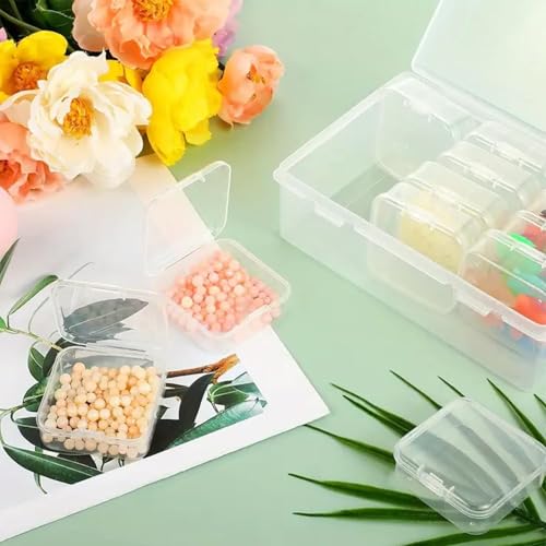 15 Grid Organizers Plastic Storage Containers Transparent Rectangle Bead Storage Box with Hinged Lid Clear Craft Supply Case