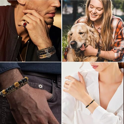 5pcs Wooden Bead Bracelet Set with Charm and Tassel for Men & Women - Stackable Boho Bracelets, Amber Color Scheme Adjustable Bracelet - color: All Brown