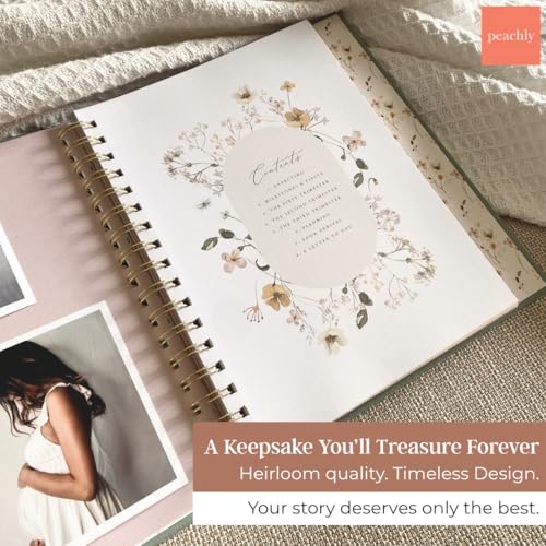 Peachly Pregnancy Journal - Linen Pregnancy Book to Capture Every Milestone - Pregnancy Must Haves - Baby Book Keepsake Pregnancy Journals For First Time Moms and Experienced Moms (Sage) - color: Sage
