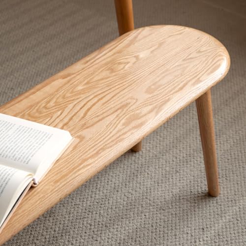 47'' 100% Solid Oak Wood Dining Bench,Rounded Corner Baguette Shape Chair Surface Design,Entryway Bedroom Bed End Bench (47.3inch, Natural Oak) - size: 47.3inch-Oak-Round Corner Baguette Shape