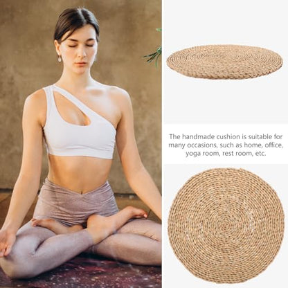 Woven Meditation Floor Cushion 40x40cm Handmade Zabuton Seat Pad Natural Straw Mat for Yoga, Zen Sitting, Bedroom, and Home Decor