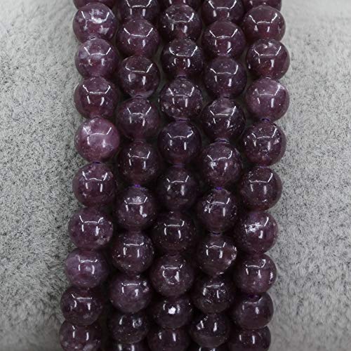 Natural Gemstone 6mm Round Beads Stretch Bracelet 7 Inch - color: Lepidolite Lithium Mica