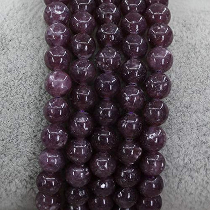 Natural Gemstone 6mm Round Beads Stretch Bracelet 7 Inch - color: Lepidolite Lithium Mica