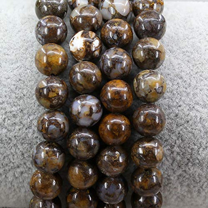Keleny Gem Semi Precious Gemstones 8mm Natural Stone Round Beads Crystal Stretch Bracelets 7 Inch Unisex - color: 8mm Brown Fire Opal Jasper