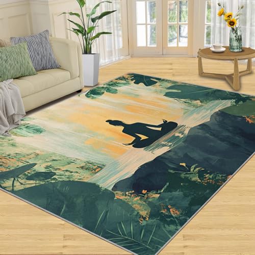 Chakra Rugs for Meditation - 5.3x6.6 Rug, Tropical Leaves Rug, Yoga Meditation Area Rugs for Living Room, Zen Spiritual Washable Carpet, Nature Carpet - Chakra Home Decor - color: 23-chakra, size: 5.3x6.6ft (63x79in)