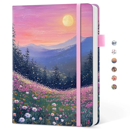 Taja Pretty Lined Journal for Women, Aesthetic Cute Hardcover Leather Journal for Writing, A5 College Ruled Notebook for Work & Note Taking, Perfect for Office School Home, 160 Pages, Twilight Bloom - color: U-Twilight Bloom, style: A-Lined