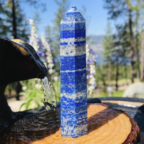 Natural Stone and Crystals Point Wand Reiki Healing Stone Rose Quartz Amethyst Home Decor Mineral Stones Crafts (5.9inch Wand Lapis Lazuli) - color: 5.9inch Wand Lapis Lazuli