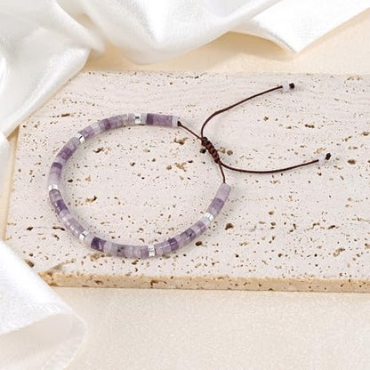 VIBILIA Get Well Gifts for Women, Inspirational Gifts Natural Stone Healing Bracelet, Thinking of You Encouragement Strength Bracelets for Women on Birthday Valentine's Day Easter Mother's Day - color: F. Purple Mica
