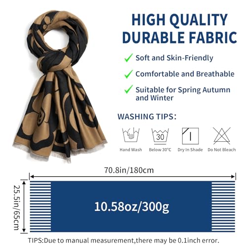 QIUTIMIY Pashmina Shawl Wraps for Womens Winter Scarf Reversible Pattern Designer Ladies Shawls and Wraps for Evening Dresses - color: Flower6-brown