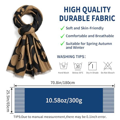 QIUTIMIY Pashmina Shawl Wraps for Womens Winter Scarf Reversible Pattern Designer Ladies Shawls and Wraps for Evening Dresses - color: Flower6-brown