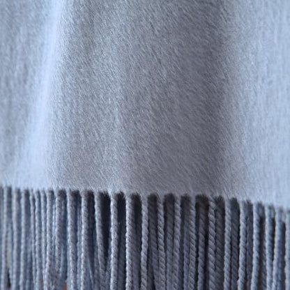 CUDDLE DREAMS Silk Throw Blanket with Hand-Knotted Fringe, Natural, Soft & Breathable (Blue) - color: Blue