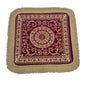 Soft Chenille Prayer Mat | Traditional Mandala Floral Pooja Aasan with Golden Fringes | Multipurpose Square Rug for Meditation, Yoga, Puja Room & Home (Red, 2x2 Feet)