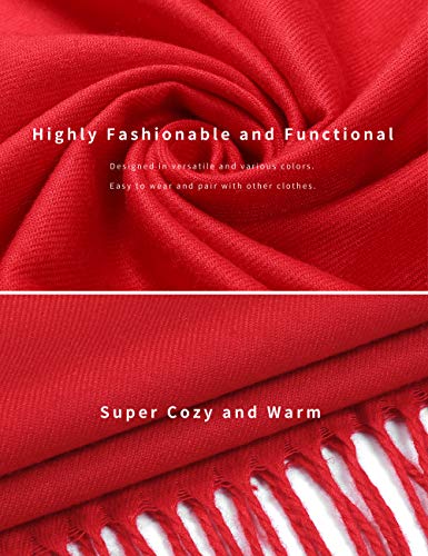 Pashmina Shawl Women Winter Scarf Warm Wedding Wraps Ladies Scarves for Evening Dresses - color: Red