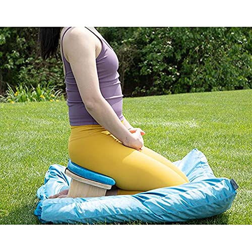 Meditation Stool, Wooden Kneeling Stool with Locking Hinge, Ergonomic Meditation Bench, Collapsible Meditation Stool, Kneeling seat on The Floor/Purple / 43 * 20 * 17cm - color: Purple