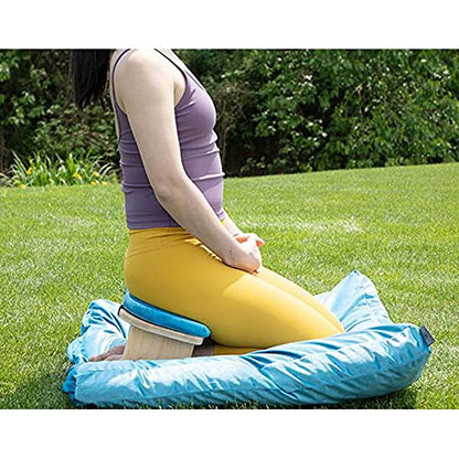 Meditation Stool, Wooden Kneeling Stool with Locking Hinge, Ergonomic Meditation Bench, Collapsible Meditation Stool, Kneeling seat on The Floor/Blue / 43 * 20 * 17cm - color: Blue