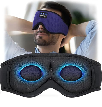 Sleep Mask with Headphones Bluetooth 5.4, TOPOINT 3D Eye Mask Blackout Breath Silk for Side Sleepers Women Men, Sleep Headphones Earphones HD Speaker Microphone for Travel Meditation Gift, CPAP Users - color: Oxygen Indigo