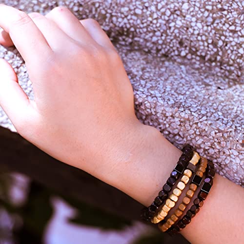 Natural Wood Beads Bracelet for Men Women Wooden Bracelet for Prayer Meditation Healing - color: A3: 4Pcs