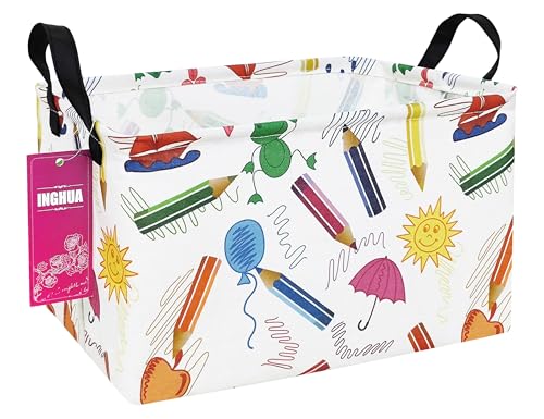 Rectangular Storage Basket Fabric Organizer Bin for Toys,Books,Clothes,Gifts,Pets-Perfect for Home,Office,Nursery,Dorm,Shelf(Rec-colored pencil ) - color: Rec-colored pencil