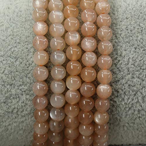 Keleny 4mm Natural Round Beads Gemstones Rock Crystal Stretch Bracelet 7 Inch Unisex - color: Red Sunstone