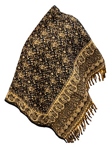 LUXURY HANDMADE OVERSIZE BLACK YELLOW COLOUR Yak Wool Shawl MEDITATION Blanket stole unisex Travel Wrap Soft gift for her