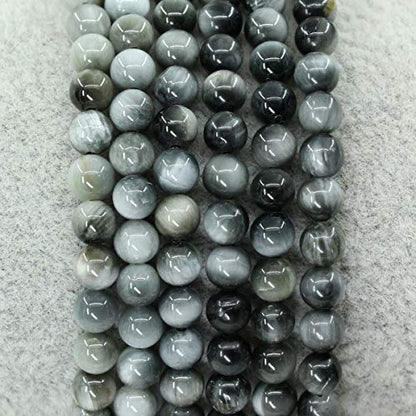Keleny Gem Semi Precious Gemstones 4mm Round Beads Crystal Stretch Bracelet 7 Inch Unisex - color: Black Hawk Eye Quartz