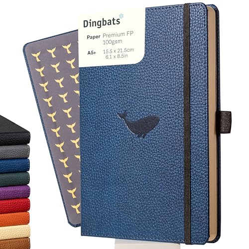 Dingbats* Wildlife Plain Writing Journal Notebook A5 - Vegan Leather Hardcover - Ideal for Work, Travel - Pocket, Elastic Closure, & Bookmark