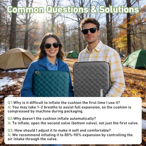 Inflatable Seat Cushion, Self Inflating Memory Foam Stadium Seat Cushion Lightweight Camping Chair Pad Airplane Cushion for Long Flights Outdoor Travel Bleacher Office Car Backpacking (Grey) - color: Gray-1pack