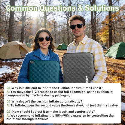 Inflatable Seat Cushion, Self Inflating Memory Foam Stadium Seat Cushion Lightweight Camping Chair Pad Airplane Cushion for Long Flights Outdoor Travel Bleacher Office Car Backpacking (Grey) - color: Gray-1pack