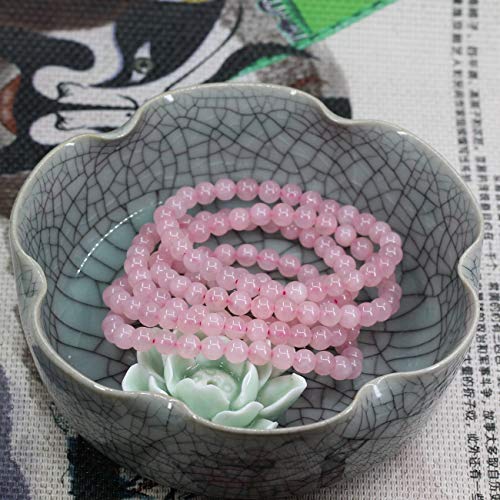 Keleny Semi Precious Crystal 6mm Round Beads Rock Yoga Stretch Bracelet 7 Inch Unisex Unisex - color: Rose Quartz