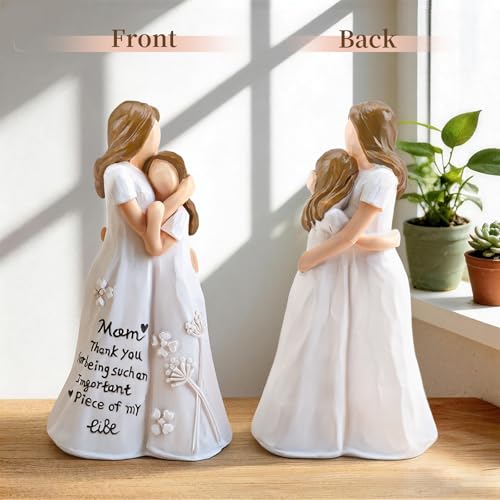 Mom Gifts from Daughter, Mother Daughter Figurine, Hand-Painted Resin Sculpture, Meaningful Birthday Mothers Day Valentines Day Gift, Home Decor Keepsake (Mother Daughter Hug) - color: Mother Daughter Hug Figurine