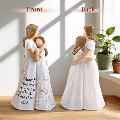 Mom Gifts from Daughter, Mother Daughter Figurine, Hand-Painted Resin Sculpture, Meaningful Birthday Mothers Day Valentines Day Gift, Home Decor Keepsake (Mother Daughter Hug) - color: Mother Daughter Hug Figurine