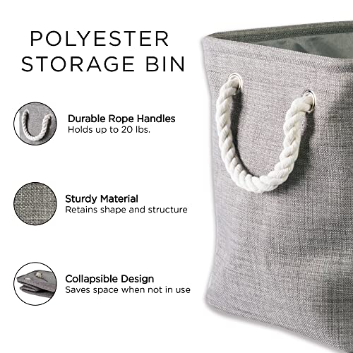 DII Polyester Container with Handles, Ikat Storage Bin, Medium, Mineral Gray - color: Mineral Gray, size: Medium