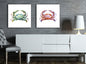 wall26 - 2 Panel Square Canvas Wall Art - Watercolor Painting Style Crabs in Red and Green - Giclee Print Gallery Wrap Modern Home Art Ready to Hang - 12"x12" x 2 Panels - color: Crabs in Red and Green, size: 12" x 12" x 2 panels