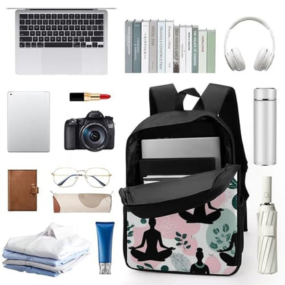 Meditation Yoga Nature 17 Inch Travel Backpack Casual Daypacks Computer Shoulder Bag for Work Shopping