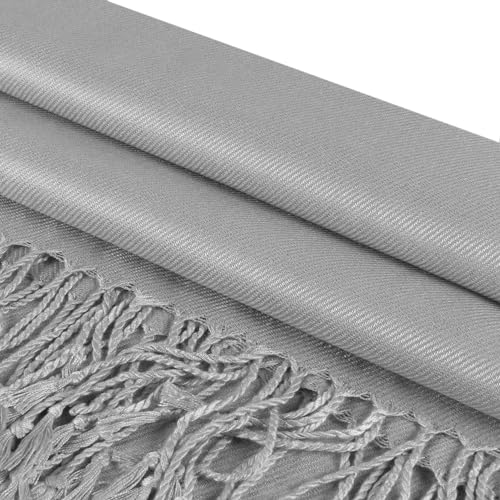 TZ Promise Women Pashmina Shawls and Wraps for Evening Dresses,Soft Large Long Scarf for Wedding,Bride Bridesmaid Gifts - color: Gray