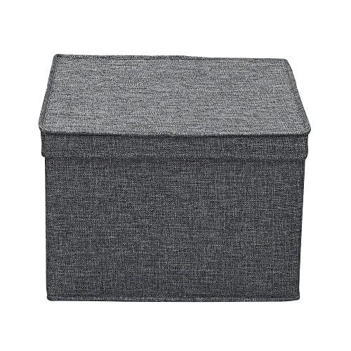 Household Essentials Square Fabric Storage Bins with Lids, Graphite, Set of 2 - color: Graphite