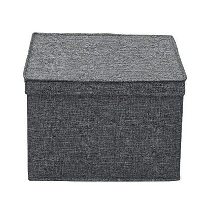 Household Essentials Square Fabric Storage Bins with Lids, Graphite, Set of 2 - color: Graphite