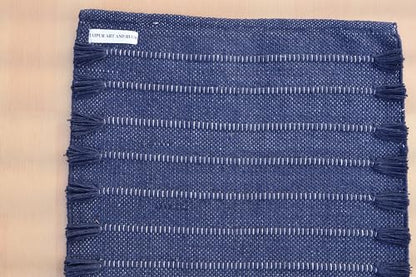 Jaipur Art & Rugs Cotton Yoga Rug - Eco-Friendly Hand-Woven Thick Mat (24”x72”x5mm) for Everyday Fitness at Home - Comfortable & Extra-Long - color: Navy Blue