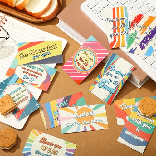 Yeaqee 240 Pcs Employee Appreciation Kudos Cards Funny Blank Back Motivational Card Encouragement Thank You Note Recognition Card for Teacher College Affirmation Gift(Rainbow) - style: Rainbow