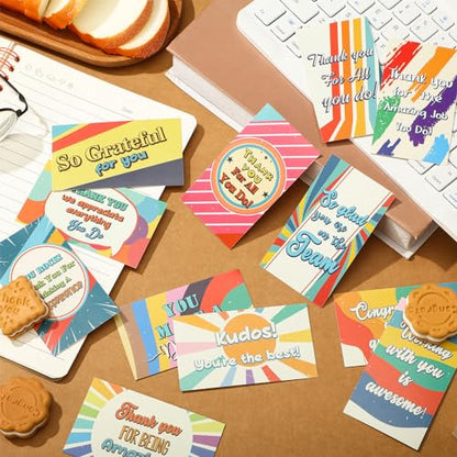 Yeaqee 240 Pcs Employee Appreciation Kudos Cards Funny Blank Back Motivational Card Encouragement Thank You Note Recognition Card for Teacher College Affirmation Gift(Rainbow) - style: Rainbow