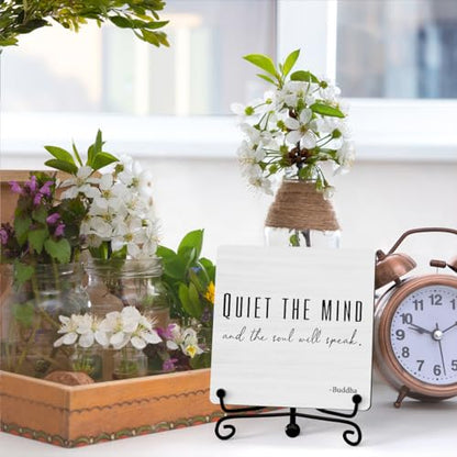 Zen Decor, Meditation Accessories, Spiritual Decorations, Yoga Room Meditation Room Decors, Quiet The Mind And The Soul Will Speak Sign (B06)