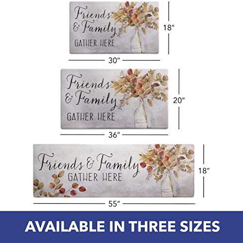 Home Dynamix SoHome Cozy Living Friends and Family Gather Eucalyptus Floral Anti-Fatigue Kitchen Mat, Grey/Yellow, 17.5"x30" - color: Grey/Yellow, size: 30"L x 17.5"W x 0.5"Th
