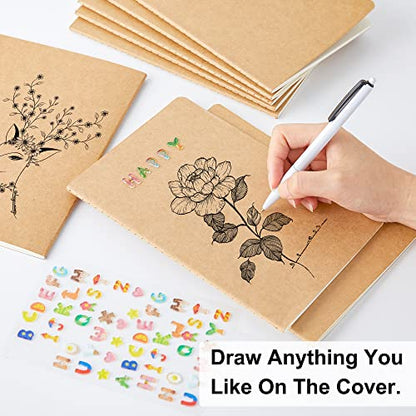 feela 15 Pack Blank Kraft Notebooks, Unlined Sketchbook Note Pad Travel Journal for Drawing Doodling Writing, Journal Bulk For Women Kids Students Office School Supplies, A5, 60 Pages, 8.3” X 5.5” - style: Blank-15 Pack