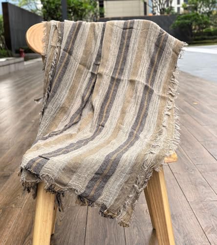 Artistic Retro Cotton And Linen Scarf, Plain Tie Dye Gradient Autumn And Winter New Soft Cotton Shawl - color: Dark Khaki