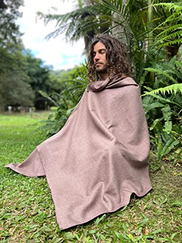 AKALIKO Meditation Prayer Shawl Pure Yak Wool Handwoven Blanket Cosy Chestnut Brown Cashmere Minimalist Simple Tibetan Lahsa Zen